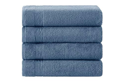 Ozdilek 4-Piece Bath Towels, 27x54 100% Turkish Cotton, Luxury Quick Dry, Extra Large, Fade-Resistant, Eco-Friendly, Spa Towel, Comfortable (Ocean Blue) - color: Ocean Blue