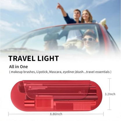 AGIKET Silicone Makeup Brush Holder Travel Cosmetic Bag：Soft Portable Cosmetic Face Brushes Holder with Upgrade Anti-Fall Out Magnetic Closure, Large Travel Makeup Brush Case - Carmine - color: Carmine, style: Brush Holder