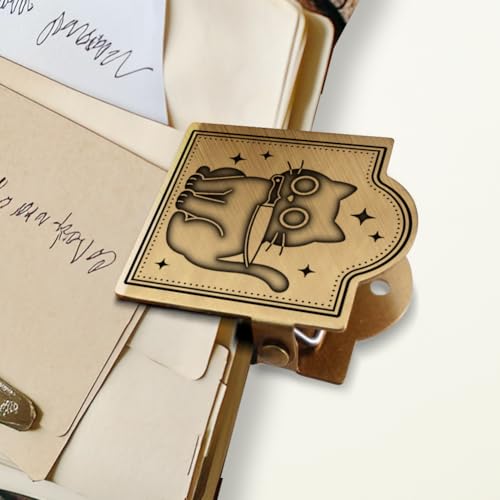 ANATTASOUL Travel Journal Clip Vintage Black Cat with Knife Metal Book Clips, Decorative Heavy Duty Journal Clips to Hold Journal Open for Notebook, Photo, Bookmark, Office Kitchen Home DIY Use - style: Black Cat with Knife