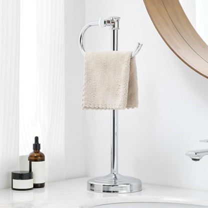 BESy 17 Inch Polished Chrome Stand Towel Bar Hanger Hand Towel Bar Bathroom Vanity Countertop Towel Holder Free Standing Stainless Steel Towel Ring Hardware Accessories Towel Rack - color: Polished Chrome