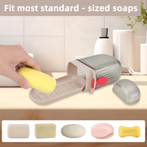 2 Pcs Travel Soap Case, Leak-Proof Bar Soap Travel Case with Lid Soap Box Holder with Drainage Layer, Portable Soap Container for Traveling, Bathroom, Gym, Camping, Outdoor - Clear