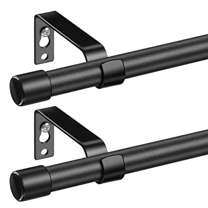 Basic Window Curtain Rods 48 to 72” - 5/8 Inch Small Curtain Rods 2 Pack - Heavy Duty Rustic Drapery Rods with Brackets - Matte Black - size: 48''-72''(2pcs)