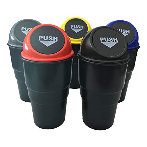 Automotive Cup Holder Trash Can, Mini Car Garbage Can Vehicle Rubbish Bins with Lid for Car Office Home Bedroom Desk (Grey) - color: Grey