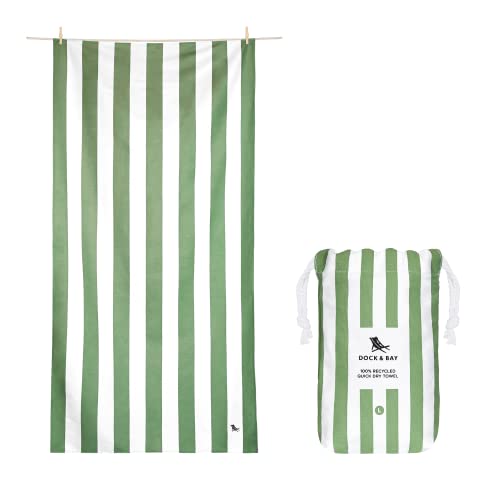 Dock & Bay Beach Towel - Quick Dry, Sand Free - Compact, Lightweight - 100% Recycled - Includes Bag - Cabana - Cayman Khaki - Large (160x90cm, 63x35) - color: Cabana - Cayman Khaki, size: Large (160x90cm, 63x35")