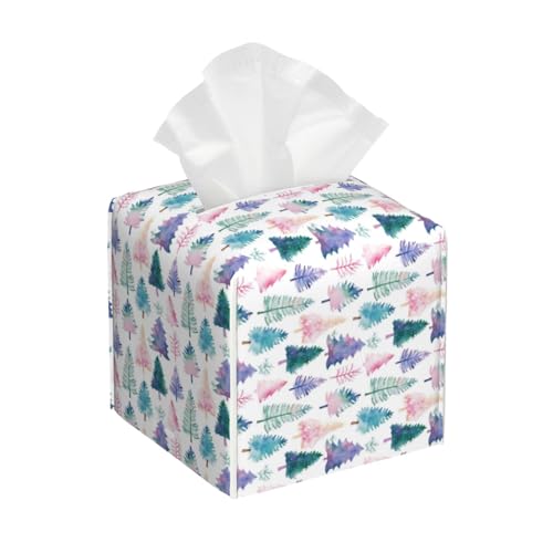 Watercolor Trees Tissue Box Cover Square Tissues Boxes Decorative Facial Paper Organizer for Friends, Home Nightstands Bathroom Table Decor - color: Color_3