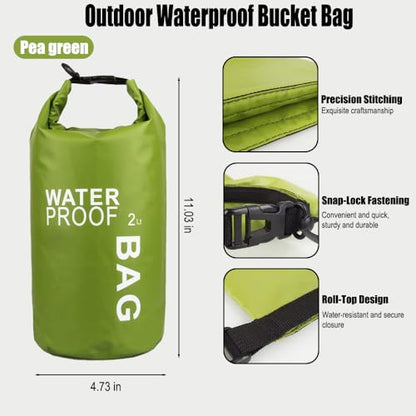 Waterproof Dry Bag 2L, Lightweight Roll-Top Sack for Kayaking Swimming Camping and Beach, Compact & Water-Resistant Outdoor Essential (Peagreen) - color: Peagreen