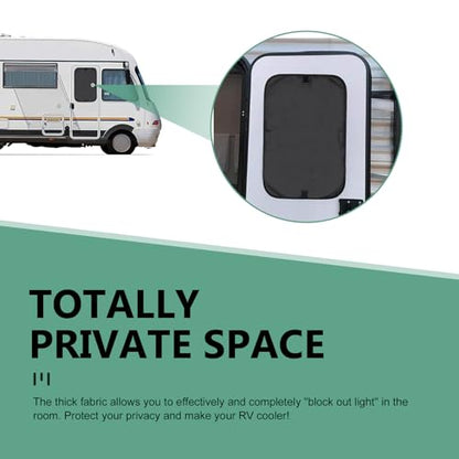 2PCS RV Door Window Shade Cover, Sunproof & Thermal Insulation Door Cover, Windbreak Vehicle Sunshade Privacy Window for Campers, Travel Trailer, Motorhomes, for Traveling, Camping (Black)