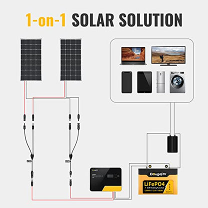 BougeRV 2 Pairs Solar Connectors Y Branch Parallel Adapter Cable Wire Plug Tool Kit for Solar Panel - size: 2 Pair M/FF and F/MM