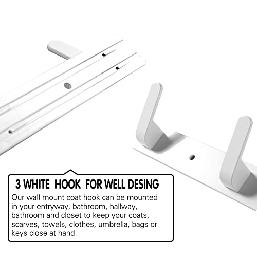 3 Hooks Matte White Bathroom Towel Hooks Mounted Wall Adhesive Heavy Duty Farmhouse Bath Coat Stick on Rack Hat Wall Hook Sticky White Kitchen Robe Rack Coat Hook White 3 Hooks Rack Towel for Bathroom - color: White, size: 9.25*1.18*1.38 inch（3hooks）