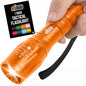 GORILLA GRIP Powerful LED Tactical Flashlight, 750 FT High Lumens 5 Adjustable Modes, Water Resistant, Ultra Bright Zoom Flashlights, Small Mini Flash Light, Camping, Night Dog Walking, Orange - color: Orange