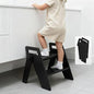 Wooden 2 Step Stool for Toddler Kids Bathroom Foldable 2-Step for Toilet Potty Training, Child Stepping Stool for Kitchen Nursery Bedroom - color: Black