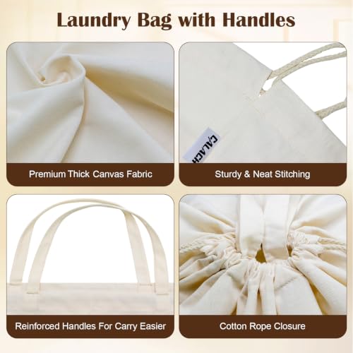 Canvas Laundry Bags with Handles & Square Base 16"Wx16"Depth x27.6"H, Extra Large Heavy Duty Laundry Basket Hamper Liner, Washable Drawstring Dirty Clothes Bag Canvas Storage Sack(Beige,1 Pack) - color: Beige 1-Pack | Square Base, size: 16"Wx16"Depthx27.6