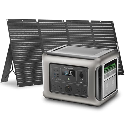 ALLPOWERS R2500 V2 Solar Generator Kit with 200W Panel: 1920Wh LiFePO4, 2500W AC Output, 2x100W USB-C PD Fast Charging, 80% Charge in 1 Hour, for Home Backup Camping RV Off-Grid - color: R2500 V2+200W SE200