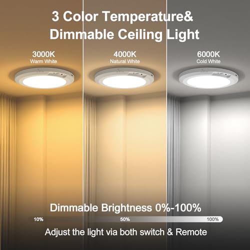 Yunaking Rechargeable Ceiling Light with Motion Sensor: Battery Operated LED Closet Light with Remote & Timing - Wireless Dimmable Magnetic Mount Shower Lamp for Bathroom/Stairs/Garage/Hallway - color: White