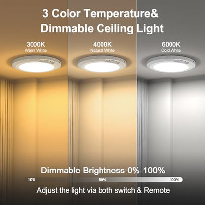 Yunaking Rechargeable Ceiling Light with Motion Sensor: Battery Operated LED Closet Light with Remote & Timing - Wireless Dimmable Magnetic Mount Shower Lamp for Bathroom/Stairs/Garage/Hallway - color: White