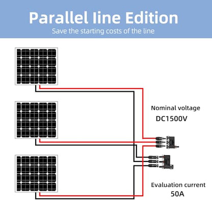 Solar Branch Connector IP68 1500V FMM+MFF, Y Connector for Parallel Connection Between Solar Panels, 1 Pairs (3 to 1) - size: 3to1 Branch Connector