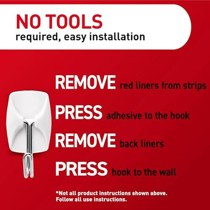 Command Small Wire Toggle Hooks, 4 Hooks and 5 Strips, Damage-Free Hanging Wall Hook with Adhesive, No Tools Required, Great for Home, Kitchen, and Office Organization, Holds up to 0.5 lb