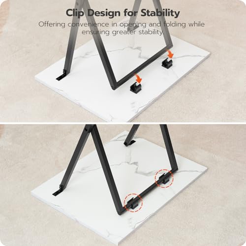 HOOBRO Folding TV Tray Tables, Set of 4 TV Trays with Storage Rack, Industrial Side Table for Eating at Couch, Foldable Snack Table for Small Space, Easy Assembly, White and Black BW50BZ01 - color: White + Black