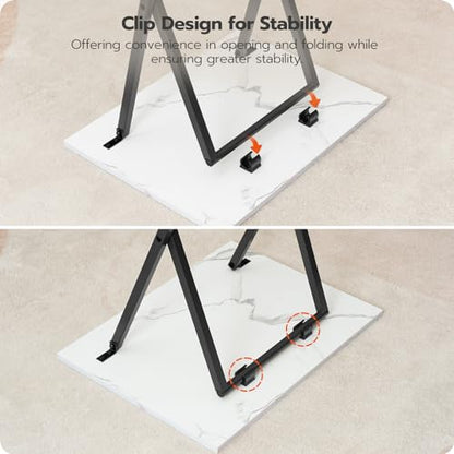 HOOBRO Folding TV Tray Tables, Set of 4 TV Trays with Storage Rack, Industrial Side Table for Eating at Couch, Foldable Snack Table for Small Space, Easy Assembly, White and Black BW50BZ01 - color: White + Black