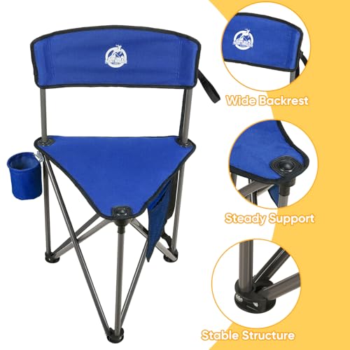 Northroad 2 Pack Tripod Camping Chairs, Portable 3 Legged Folding Tripod Stool Seat with Backrest, Small Compact Lightweight Tripod Chair for Adults Fishing Hunting - color: Blue