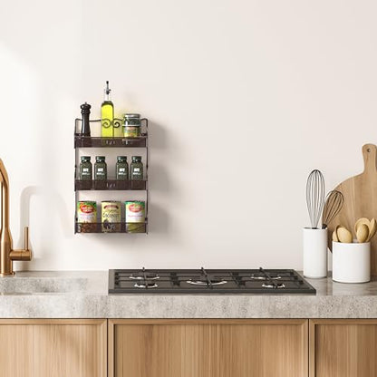 Deco Brothers 3 Tier Wall Mounted Hanging Spice Rack, Bronze - size: 1-Pack