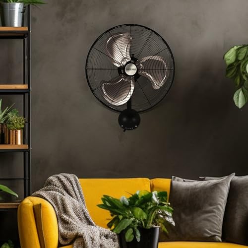 Hurricane 16" High Velocity Pro Oscillating Metal Wall Mount Fan w/ 3 Speeds, Black - Corded Electric Air Cooling Unit w/Powerful 2400 CFM Airflow for Home, Garage, Gym, Workshop & Greenhouse - style: 16" High Velocity