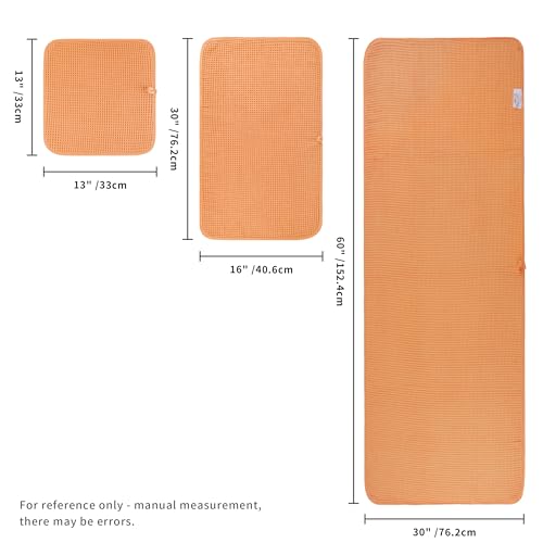 POLYTE 430 GSM Microfiber Quick Dry Lint Free Oversize Bath Towel Set, 6 Piece (Waffle Weave) - color: Blue,orange