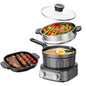 N73SNA Hot Pot Electric Nonstick, PFOA-Free Multi-Cooker 2.5 Quart Grill Steamer Set, Portable Hot Pot for Fried Rice, Oatmeal, Steak, Soup, Egg, Ramen with Power Adjustment - size: Long-Handle Pot
