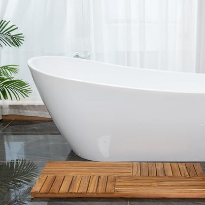 Utoplike Teak Wood Bath Mat, Extra Large Shower Mat for Bathroom, 40 x 20 inch Non Slip Wooden Floor Sturdy Mat for Inside Shower Luxury Spa Home or Outdoor - size: 40" x 20" (Rectangular)
