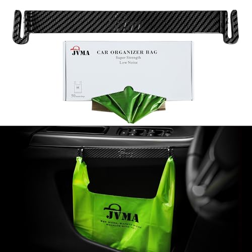 JVMA Save Space Car Garbage Can 50 Auto Trash Bags and Hook | No Residue for Truck SUV Camping Car 50 Green Hanging Garbage Bags 1 Gallon Super Strength (US Patent) - size: Hook+Bag