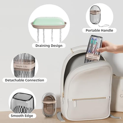 VITVITI Travel Soap Case Container, Portable Toothbrush Travel Case Dish Tray, 7.88 Inch Toothpaste Traveling Toothbrush Holder Set with Cover for Trip/Bathroom/Camping, Gray - color: Gray