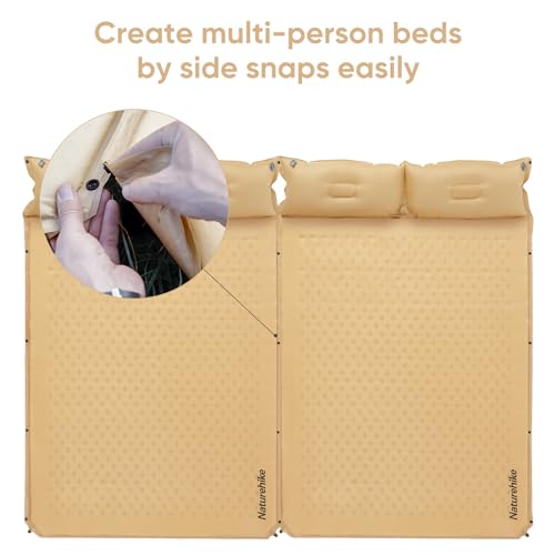 Naturehike Camping Sleeping Pad, Ultralight Camping Mat 2 Person with Pillow, Fast Inflating, Memory Foam Sleeping Pad for Hiking, RV Camping, Yellow - color: Yellow