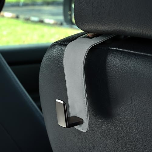 Amooca Car Seat Back Hook Universal Auto Storage Hanger Suede with Metal Car Seat Organizer for Handbag Purse Coat Umbrellas Grocery Bags 2 Pack Light Gray - color: Light Gray