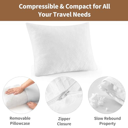 Small Shredded Memory Foam Pillow, Camping Pillow Travel Pillow - Compressible Medium Firm, Breathable Cover, Ideal Backpacking Hiking, Airplane and Car (Off-White, L) - color: Off-white, size: L-23 X 16 Inch