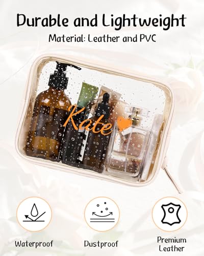 Personalized Clear Makeup Bag For Women Men, Toiletry Pouch with Zipper Reinforced Seams, Custom Travel Water Resistant Storage Car Organizer(S/M/L)