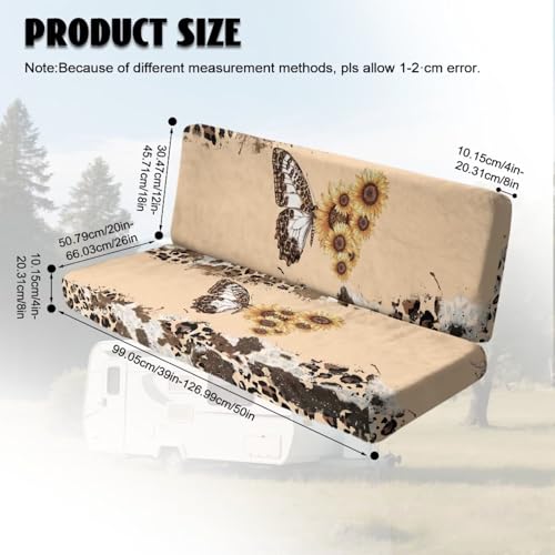 Butterfly Sunflower Leopard Pattern 2 Pcs RV Dinette Cushion Covers Breathable RV Couch Cover Elastic Loveseat Sofa Chair Cover Furniture Protector for RV Camper Car Bench - color: Butterfly Sunflower Leopard