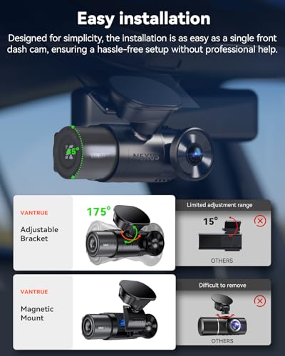 Vantrue N2X 2.7K Dash Cam Front and Inside, 5G WiFi Dual Dash Camera for Car with HDR IR Night Vision, STARVIS 2, GPS, 2.5K/60FPS, G-Sensor, 24/7 Parking Mode, Voice Control, Support 512GB Max
