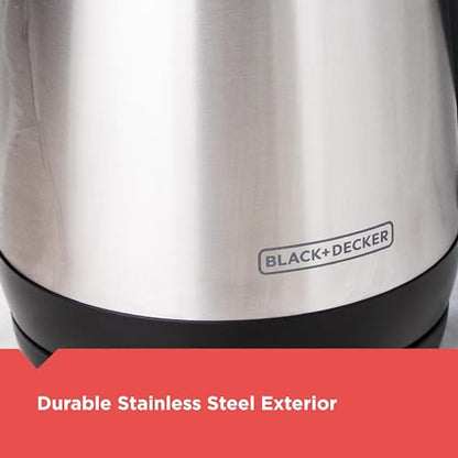 BLACK+DECKER 1.7L Cordless Electric Kettle,KE1700SD,Rapid Boil,Auto Shutoff,Stainless Steel,(Pack of 2) - size: 1.8 Quarts (Pack of 2)