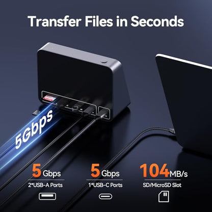 Tobenone 5" FHD 1080P Mini Monitor for PC with USB-C Hub, 100W PD, 4 USB Ports, SD/Micro SD, Portable Monitor for Digital Photo Frame, Desktop Clock, Second Screen, Home&Office