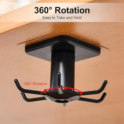 Black Under Cabinet Kitchen Utensil Hook, 360° Rotating Utensils Hanger Hook for Kitchen and Bathroom Hanging Rack for Tools/Towel/Knife/Scoop - color: Black-1 PCS