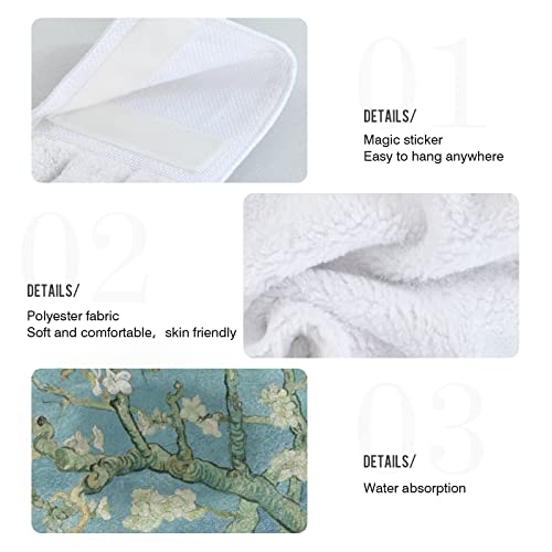 Vnurnrn Hand Towels for Kitchen 2 Pcs Hanging Kitchen Towels Set，Soft Absorbent Tea Bar Dish Cloths Bath Towel for Bathroom Laundry Room (Blossoms Van Gogh)… - color: Blossoms Van Gogh