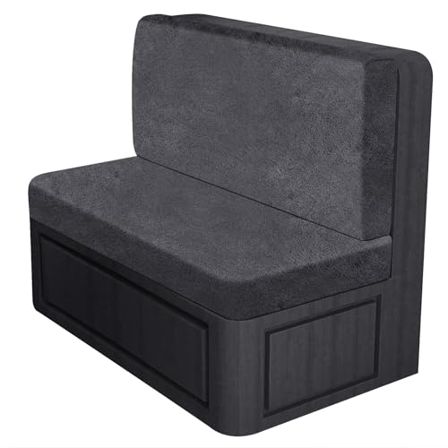 ANARACHON Leather Look RV Dinette Cushion Covers, Stretch Camper Cushion Slipcovers for Travel Trailer Couch RV Booth Seat(1 Backrest Cover & 1 Bench Cover,01 Dark Gray) - color: Midnight Navy, size: 1 Set
