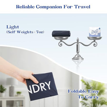 120L Heavy Duty Laundry Bag Backpack with Shoulder Straps, Waterproof Tear-Resistant Nylon Hamper Tote for Easy Carrying to Laundromat, College Dorms & Apartment Stairs - color: Navy Blue