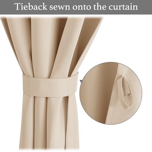 NICETOWN Biscotti Beige 42" W x 63" L No Drill Privacy Thermal Curtain, Farmhouse Solid Self-Adhesive Blackout Window Cover for Living Room, Office, Loft & Rental Apartment, 1 Panel - color: Biscotti Beige, size: 42"W x 63"L (Pack of 1)