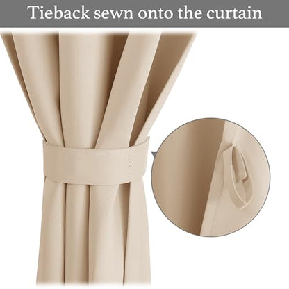 NICETOWN Biscotti Beige 42" W x 63" L No Drill Privacy Thermal Curtain, Farmhouse Solid Self-Adhesive Blackout Window Cover for Living Room, Office, Loft & Rental Apartment, 1 Panel - color: Biscotti Beige, size: 42"W x 63"L (Pack of 1)