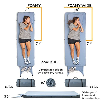 HEST Camp Bundle - Foamy Wide Memory Foam Mattress and Camp Pillow