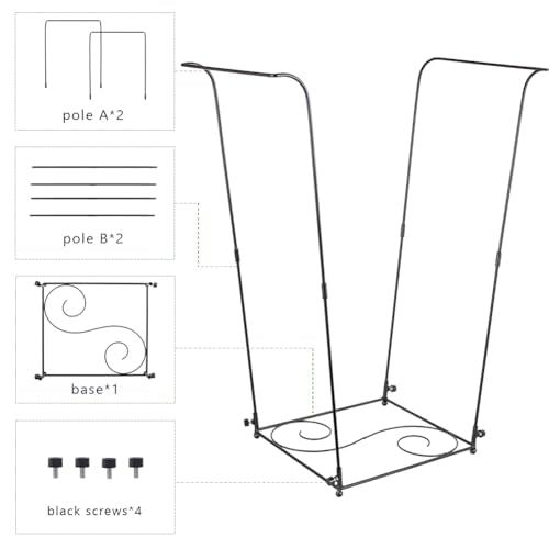 Trash Bag Holder, 30-45 Gallon Portable Leaf Bag Holder, Metal Garbage Bag Holder, S Pattern Trash Bag Holder Stand for Camping, Party, Wedding，Gardening - color: BlackF-1 PC