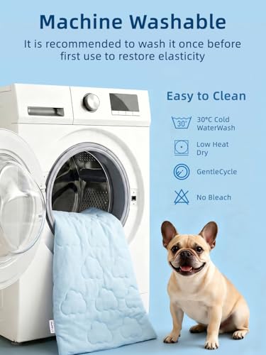 Huafly Dog Cooling Mat,Dual-Sided Cooling Mat for Dogs–Cooling Fabric for Summer,Velvet for All Seasons–Portable for Crate,Car Seat,Sofa&Floor,Machine Washable,Keeps Cats,Dogs&Puppies Cool,Cloud Blue - size: XL: 60.0" L x 40.0" W x 0.8"Th