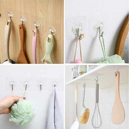 28 Pack Sticky Hooks for Hanging Heavy Duty, Wall Hooks Adhesive, Clear self Adhesive Hooks for Wall, Kitchen, Bathroom, Shower & Ceiling - color: 28 Transparent self Adhesive Hooks