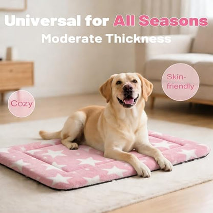 Dog Bed Mat, Reversible Crate Pad & Durable Dog Bed - Machine Washable Kennel Mat with Ultra Soft for Medium Dogs (Big&Small Stars Pink, 30" L*20" W*1.5" Th) - color: Big&Small Stars Pink, size: 30"L*20"W*1.5"Th
